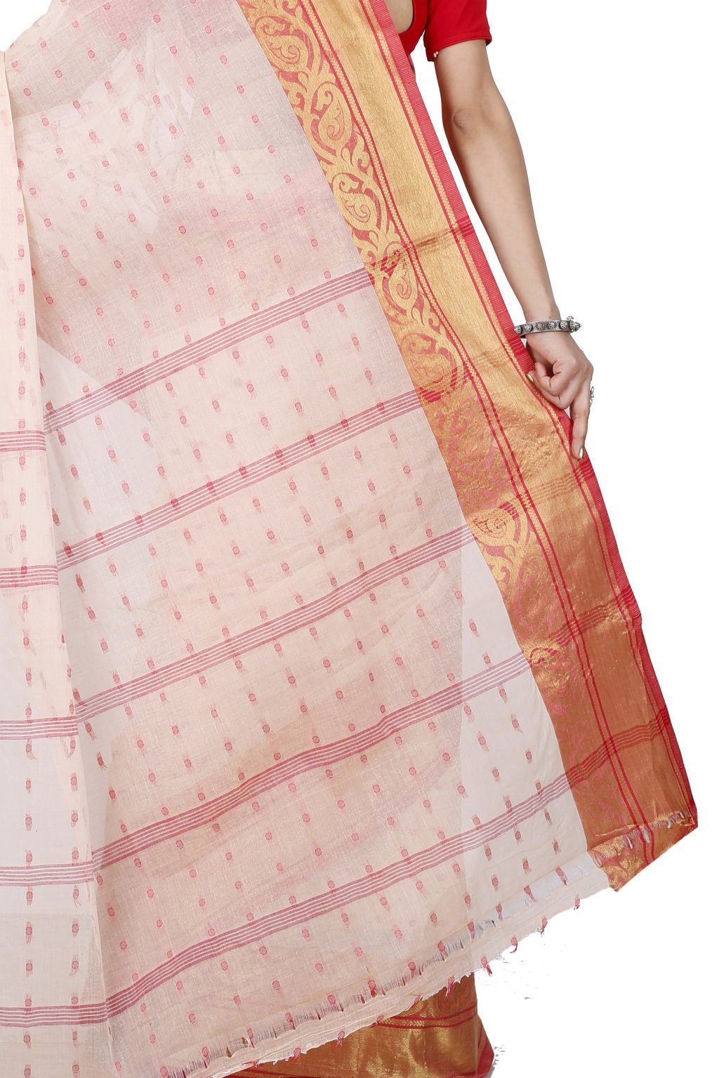 Cream Pure Cotton Sachi Tant Saree (1020)